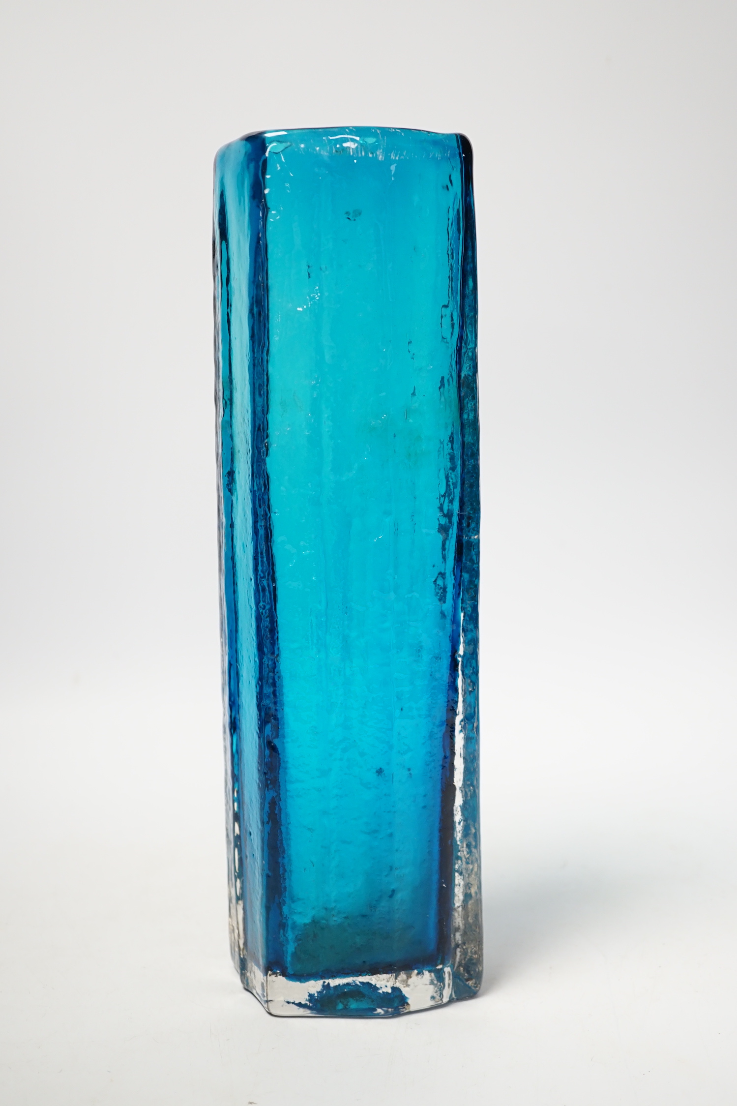A Whitefriars ‘Cucumber’ vase in kingfisher blue, 30cm high